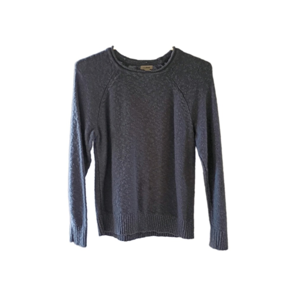 L.L.Bean Mens Blue Textured Knit Crew Neck Pullover Sweater Long Sleeve Size S